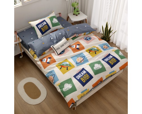 Комплект постельного белья на резинке Сатин Люкс KIDS 100% хлопок CDKR009