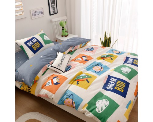 Комплект постельного белья на резинке Сатин Люкс KIDS 100% хлопок CDKR009
